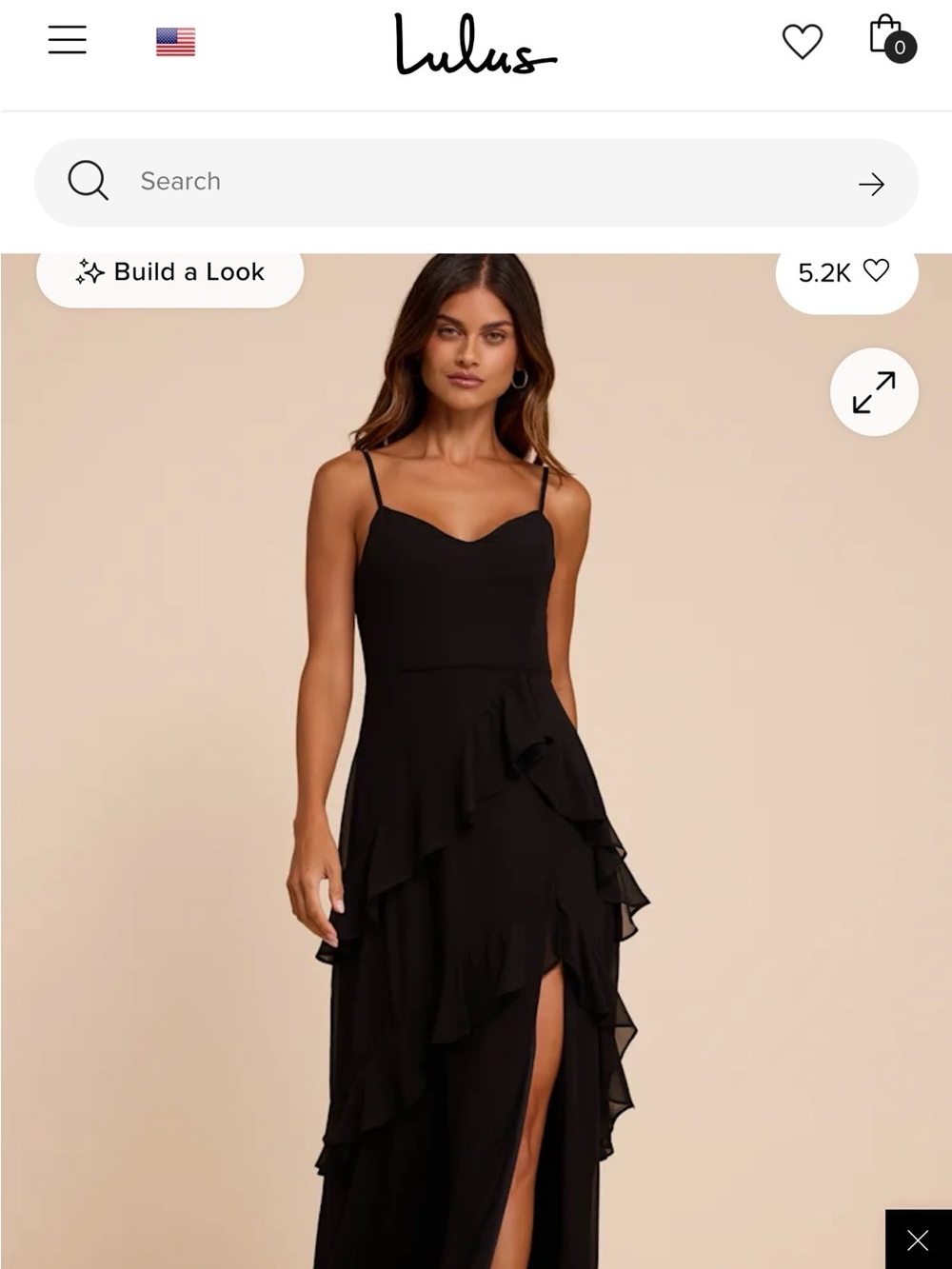 Lulu's Black Ruffle-Tiered Spaghetti Strap Maxi Dress